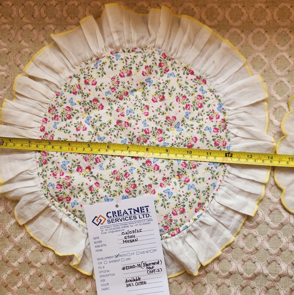 Eddy Misc. Placemat, Napkin and Pocket Square Samples in Yellow Floral - Picture 3 of 12